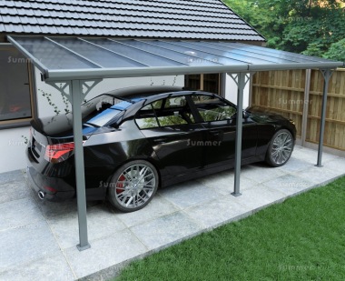 Aluminium Carport 372 - Adjustable Height, Polycarbonate Roof